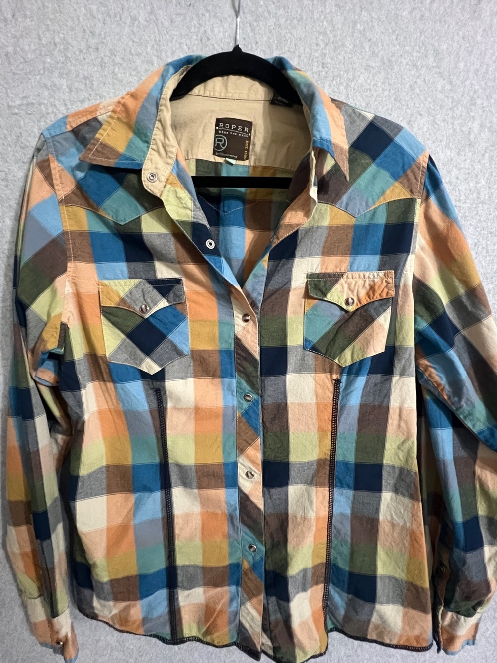 Roper Multicolor Plaid Button-Front Men's Shirt SZ: Large